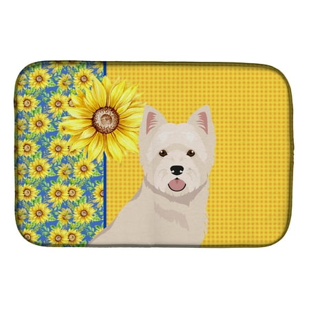 

Summer Sunflowers Westie West Highland White Terrier Dish Drying Mat 14 in x 21 in
