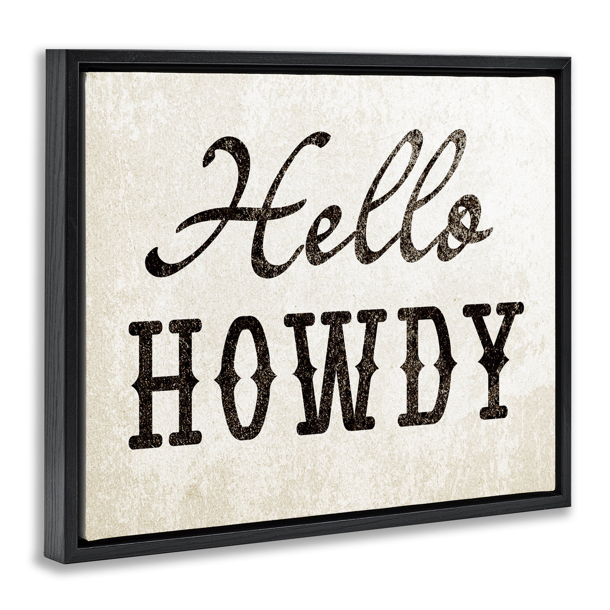 Stupell Industries Western Hellow Howdy Text & Numbers Painting Black Floater Framed Canvas Art Print Wall Art, 31 x 25