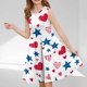 thumbnail image 2 of Odeerbi Niñas Día de La Independencia A-Línea Vestido de Tanque Verano Patriótico Estrella Raya Cuello Redondo Vestido de Sol Casual, 2 of 7