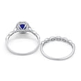 thumbnail image 4 of Halo Bridal Set Piece Oval Ring Blue Sapphire CZ 925 Sterling Silver Size 4, 4 of 5