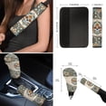 thumbnail image 6 of Renewold Skull Bohemian Flower 12 PCS Car Seat Cover Split Covers Full Set, Non-slip Steering Wheel Cover Seatbelt Strap Shoulder Cover Coasters Center Console Pad Handbrake Cover Gear Shift Cover, 6 of 7