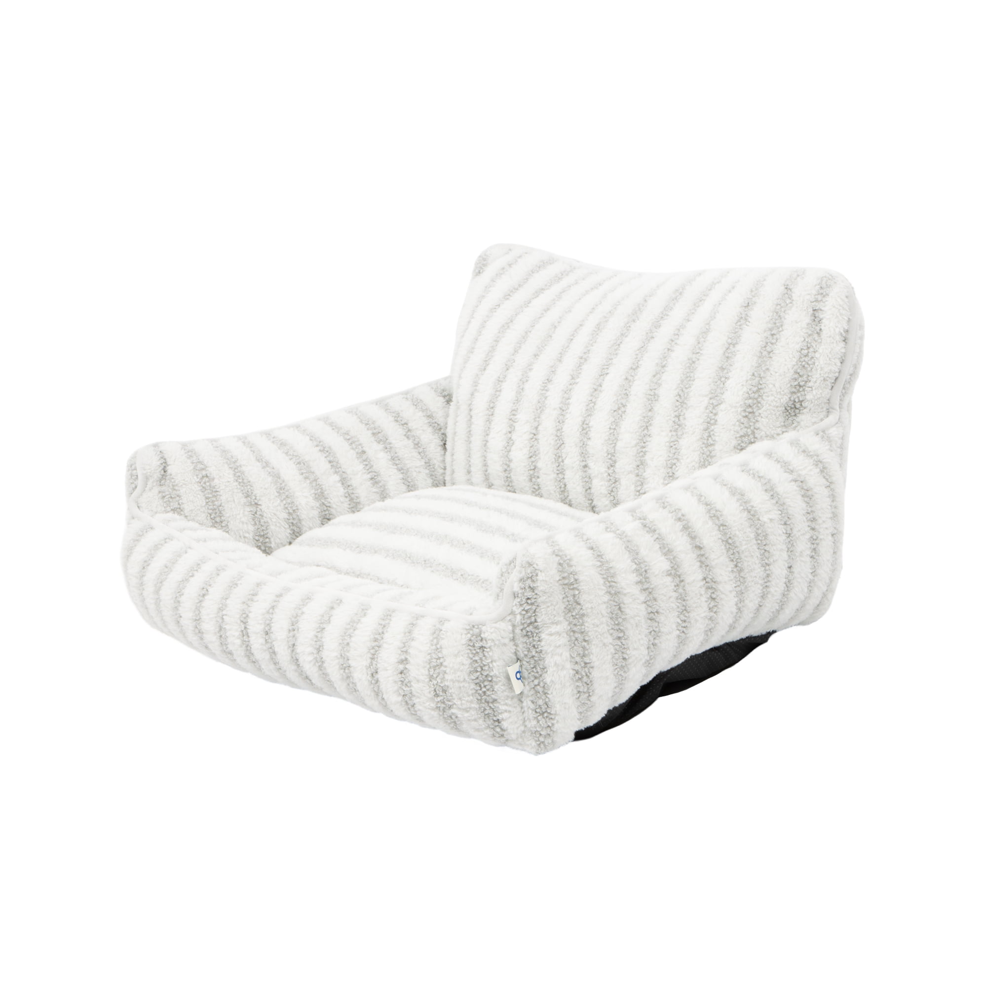 Oodles Striped Sherpa Sofa Lounger Pet Bed, Gray, One Size, 27" x 21" x 15"