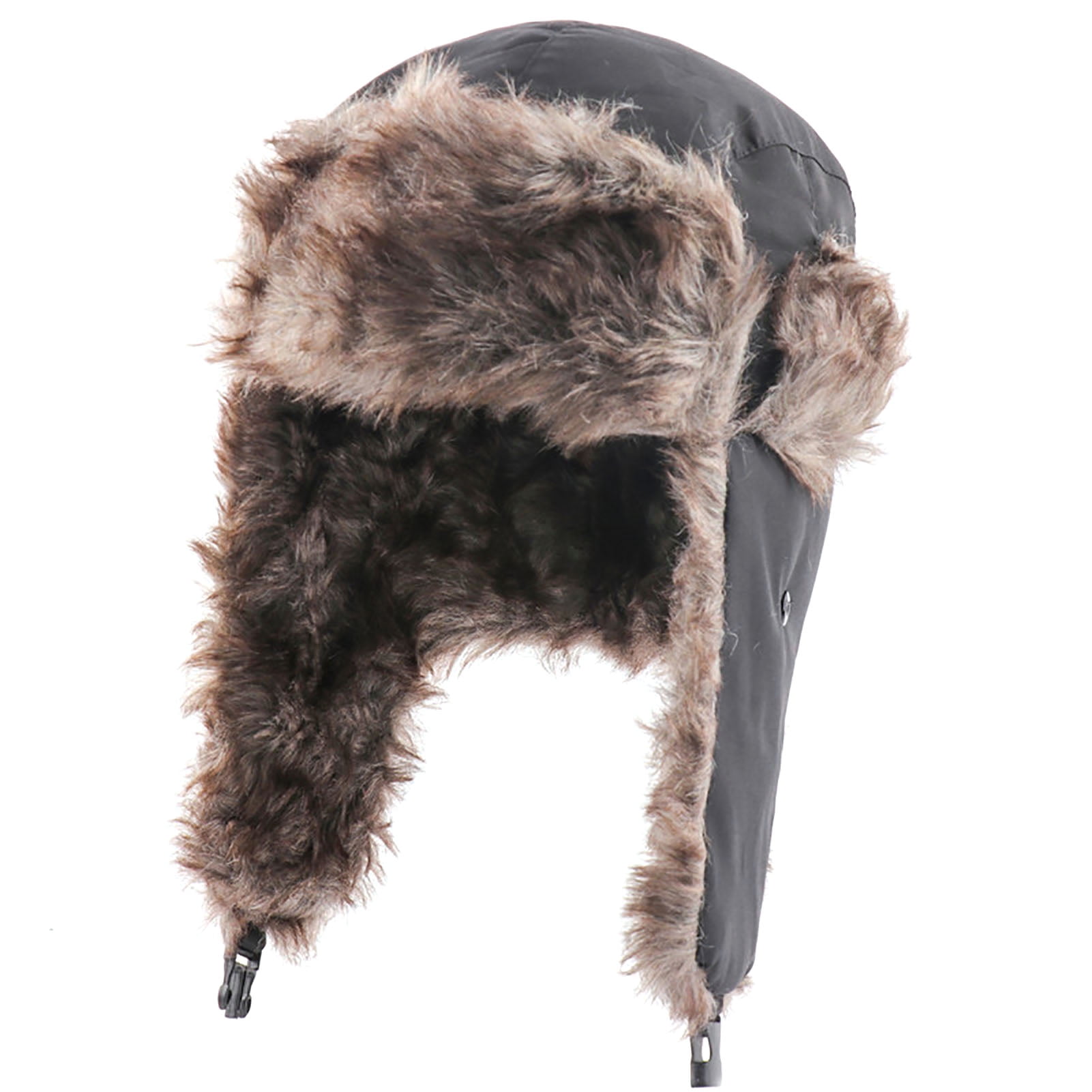 TRAPPER HAT THICK FAKE FUR BROWN VERY WARM 60CM XL NEW 