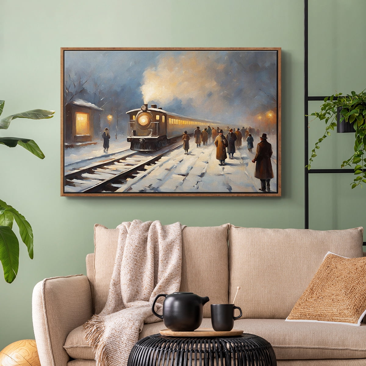 Vintage Landscape-CCI By Wexford Home Framed in Walnut Wood Gallery Wrapped Canvas 17 in. x 25 in.