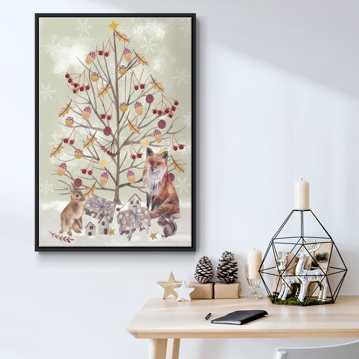 Christmas Time Collection B - Framed Gallery Wrapped Holiday Canvas - 17 x 25 - Black Frame
