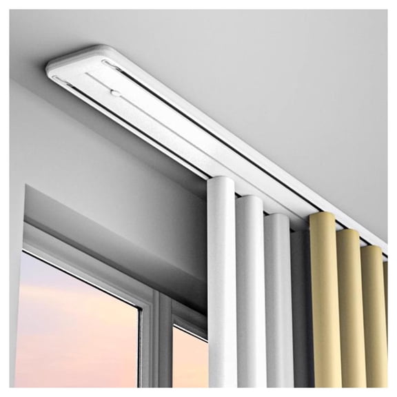 Curtain rail 2 rails ceiling mounting, heavy duty aluminum curtain rail, silent rail system for dining room, bedroom, living room