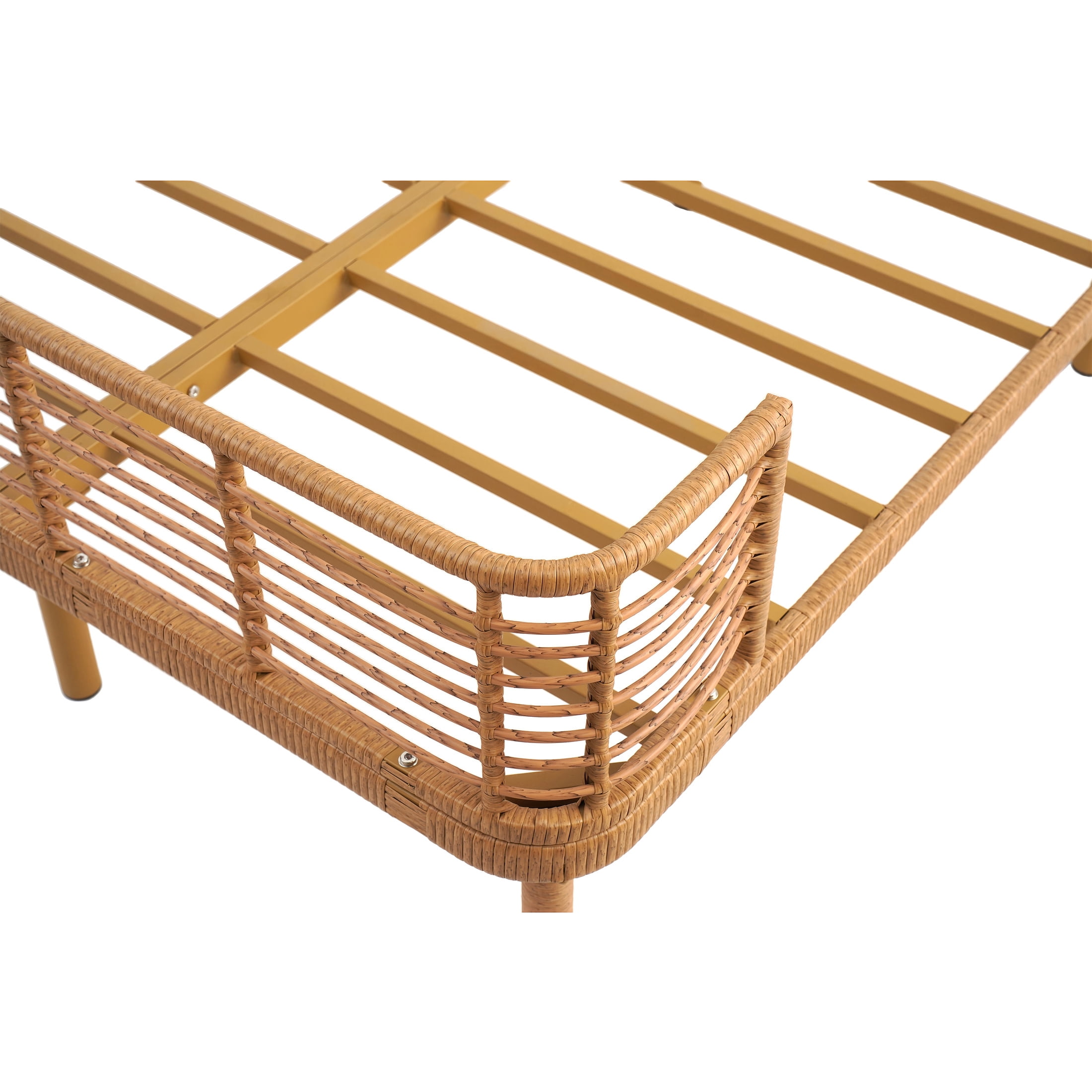 Christopher Knight Home King Size PE Wicker Bed Frame, Wingback, Metal Support, No Box Spring, Natural