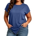 thumbnail image 2 of Yourumao Women's Plus Size Tops Asymmetrical Hem Short Sleeve Tunics with Button V Neck Loose Casual Blouses for Summer Outdoor, 2 of 6