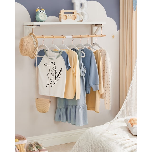 SONGMICS Perchas Infantiles, Juego de 50, Perchas de Terciopelo con Ganchos, Perchas Antideslizantes para Ropa, Blanco