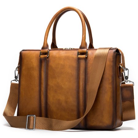 Leather Laptop Bag, Men's Messenger Bag Briefcase Business Satchel Computer Handbag Shoulder Bag Crossbody Bag for Men A39