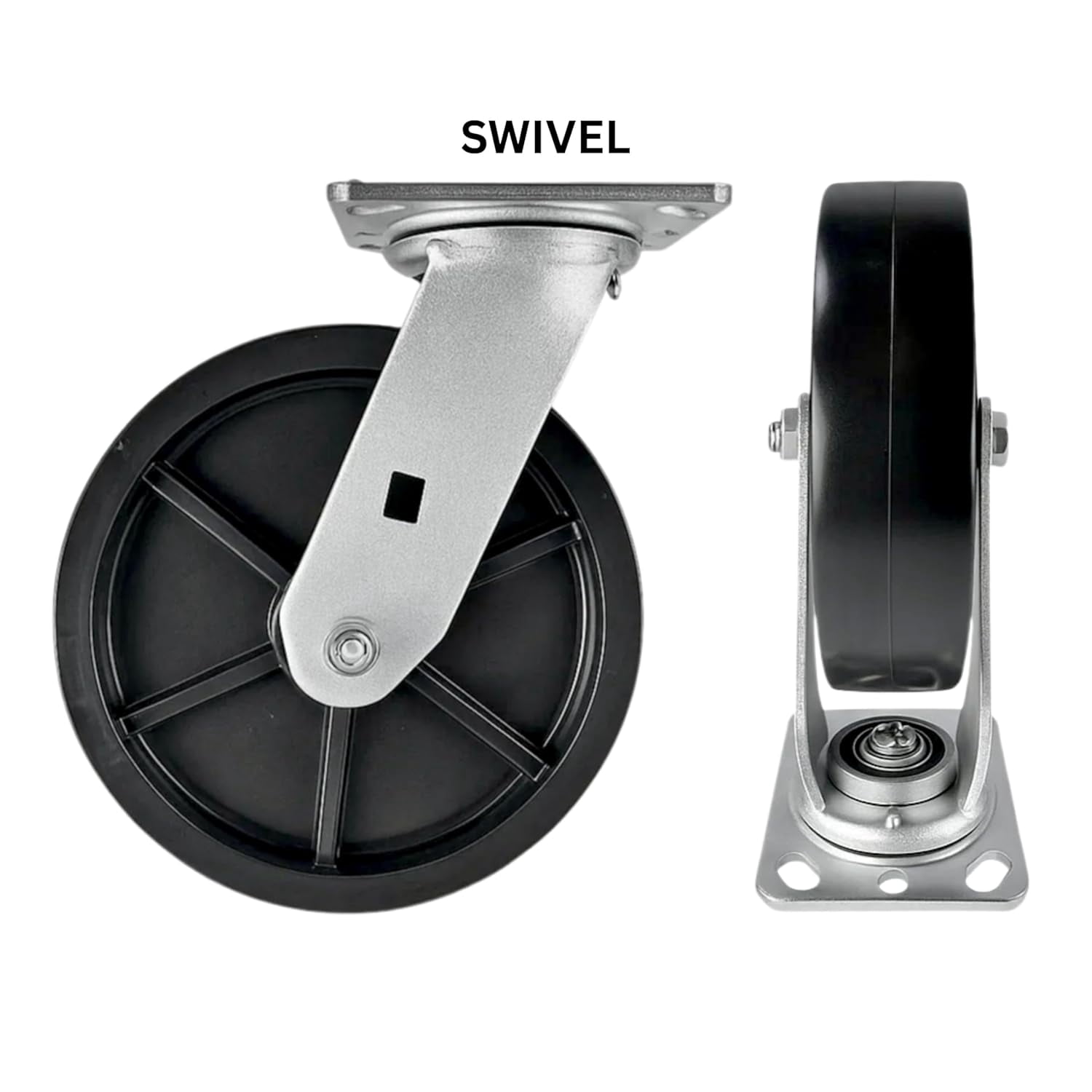4 Heavy Duty Caster Set 8" Plastic Wheels - 4 Swivel