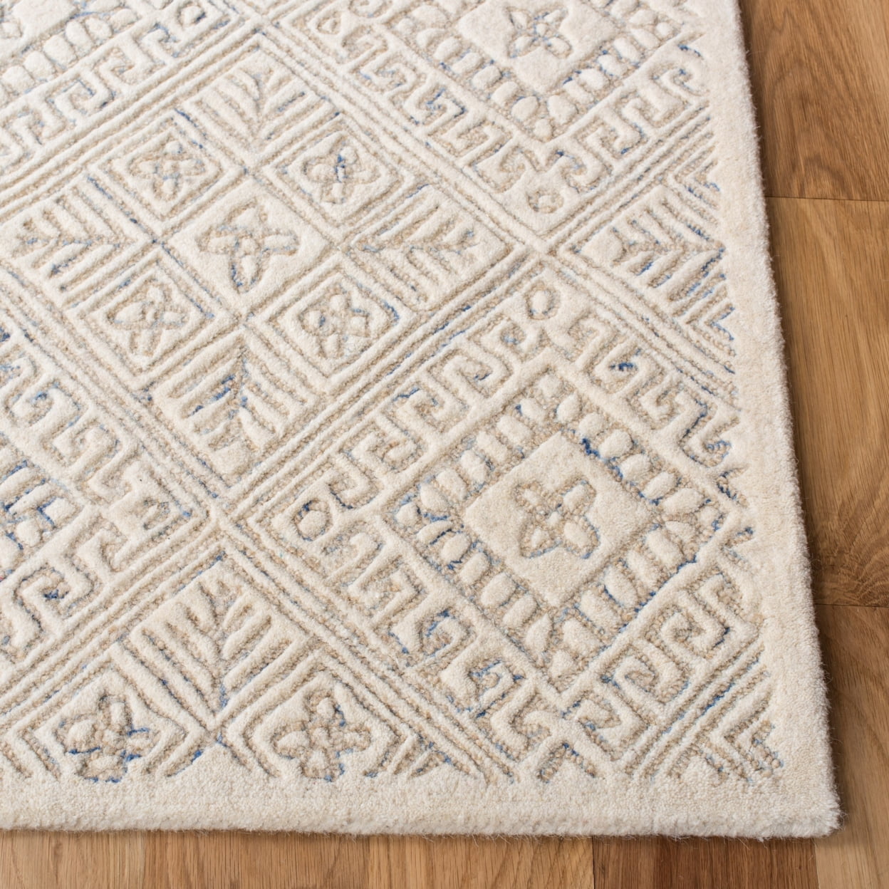 SAFAVIEH Glamour Drummond Geometric Floral Wool Area Rug, Ivory/Beige, 5' x 8'