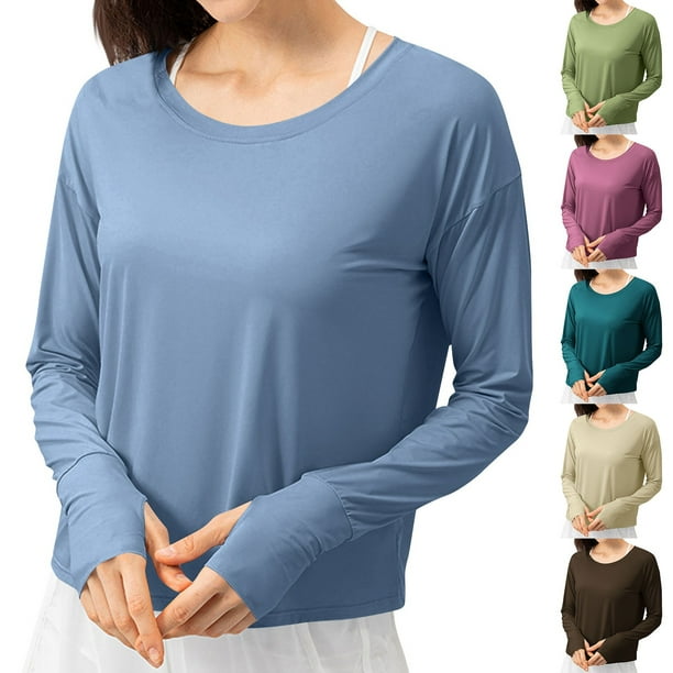 Top marrón,Blusa estampada para mujer, camiseta informal de manga larga, cuello redondo de poliéster, corte holgado para uso diario, sopatenor