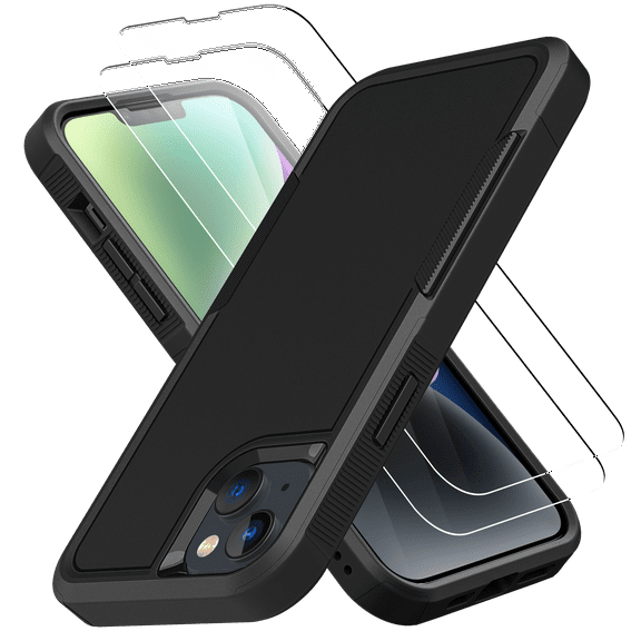 CBUS Grip Case   2 Glass Screen Protectors for Apple iPhone 14 (6.1 inch) - Black