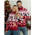 thumbnail image 2 of Suéter de cuello alto con reno navideño Suéteres navideños de manga larga para parejas Suéteres de invierno cálidos y gruesos, 2 of 4