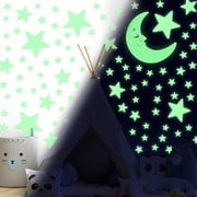 Sinekong 241PCS Glow in The Dark Stars for Ceiling, 3D Stars and Moon Stickers Luminous Wall Decals for Boys Girls Room, Green