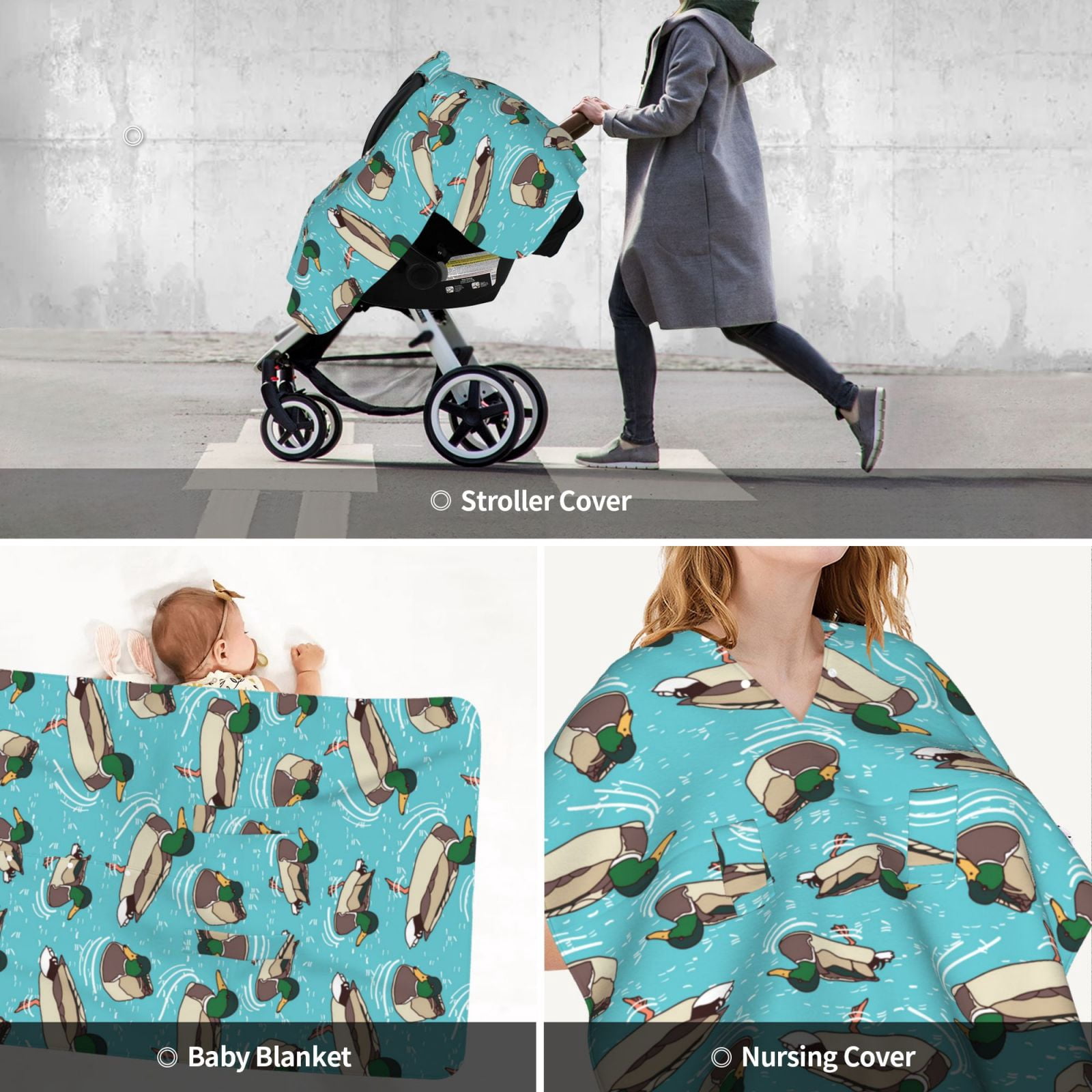 Car Seat Cover Baby - Mallard Ducks Swimming In The Lake Breathable Infant Car Seat Cover for Baby Carseat, Lightweight Comfort Baby Essentials Must Haves Newborn Stuff for Girl Boy