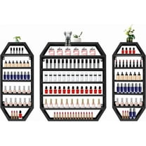 Multi-Tiers Metal Octagonal Cosmetic Display Rack,Wall-Mounted Nail Polish Storage Racks,Essential Oil and Perfume Bottle Holder,Wall Shelf Organizers for Home Spa Nail Salon Shop