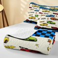 thumbnail image 4 of Erosebridal Cartoon Race Car Quilt King, Colorful King Coverlet Set, Cream White 3pcs 1 Bedspread and 2 Pillowcases, 4 of 7