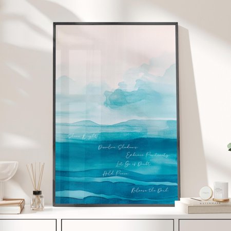 Shine Bright Blue Abstract Wall Art, Positive Wellness Decor, Unframed Paper Print Size 8x12