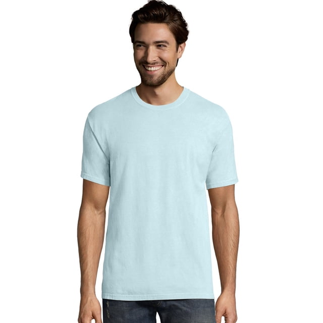 Hanes Mens Big ComfortWash Garment Dyed Short Sleeve Tee, S, Soothing Blue