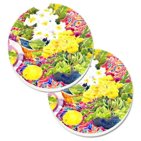 

Flower Primroses Set of 2 Cup Holder Car Coaster