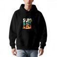 thumbnail image 2 of Men's Long Sleeve Hoodie Pullover Sweatshirt with Pockets - Tropical ' SUN SALT SAND ' Graphic Palm Tree & Beach Tent Design, 2 of 7