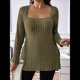 thumbnail image 4 of Camisas de Larga para Mujer, Blusas Casuales Modernas con Cuello Cuadrado, Suéteres Ligeros. Verde 4XL, 4 of 7