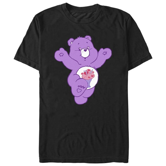 Men's Care Bears Jumping Share Bear  Graphic Tee Black Large