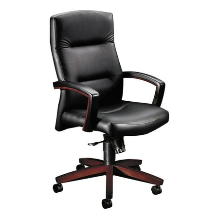 UPC 020459565455 product image for HON 5000 Series Executive High-Back Swivel/Tilt Chair, Black Leather/Mahogany | upcitemdb.com