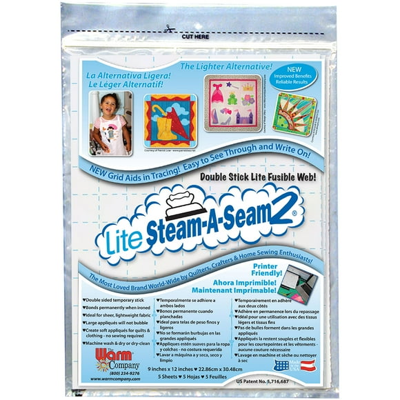 Warm Company Lite Steam-A-Seam 2 Toile Fusible-9"X12 Pouces 5/Pkg 5417