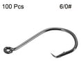 thumbnail image 3 of Uxcell 6/0# Carbon Steel Offset Hook Fishing Circle Hooks with Barbs, Black 100 Pack, 3 of 5