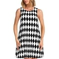 thumbnail image 1 of Fotbe Black And White Diamonds Vestido de Verano sin Mangas para Mujer – Vestido Midi Línea A, Estilo Camiseta Floral, Vestido Playero Casual y Fluido, 1 of 7