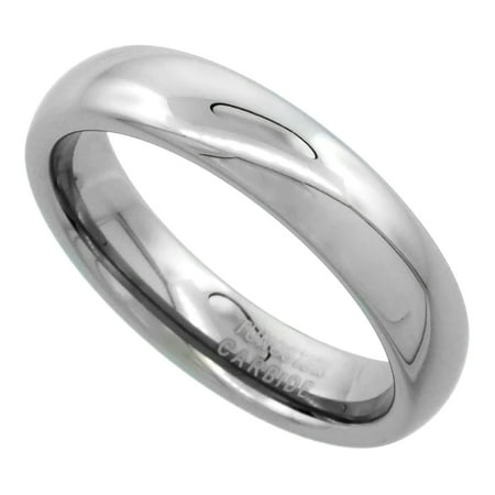 - Tungsten Carbide 5mm Plain Domed Wedding Band Ring for Men and Women Polished, sizes 5 to 15