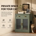 thumbnail image 6 of Wooden Cat Washroom Cabinet with Pull-out Storage Drawers, Concealed Kitty Litter Station Furniture, Contemporary Indoor Pet Hideaway（Green）, 6 of 8