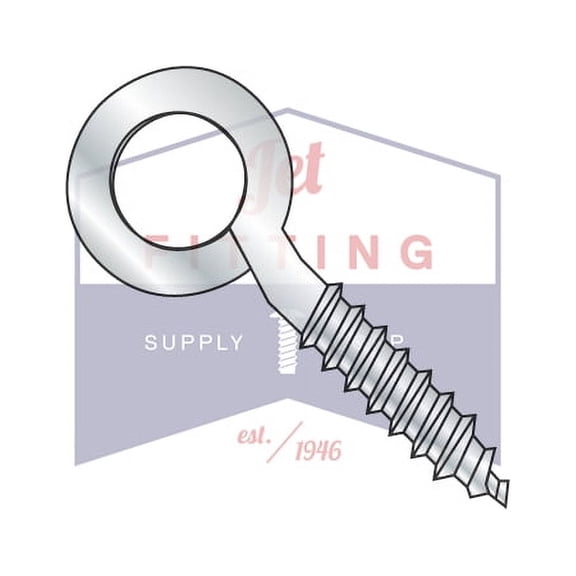 1/4" x 2 Closed Eye Screw (1/4 Inch Diameter) (3/4 Inch Of Lag Thread) | Sharp Point | Low Carbon Steel | Zinc (Quantity: 1200)