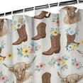 thumbnail image 3 of Lightgray Highland Cow Boot Flower Pattern Shower Curtain 72"x72" ,Bathroom Decorative Shower Curtains Set with 12 Hooks,Modern Waterproof Washable Shower Curtain, 3 of 6