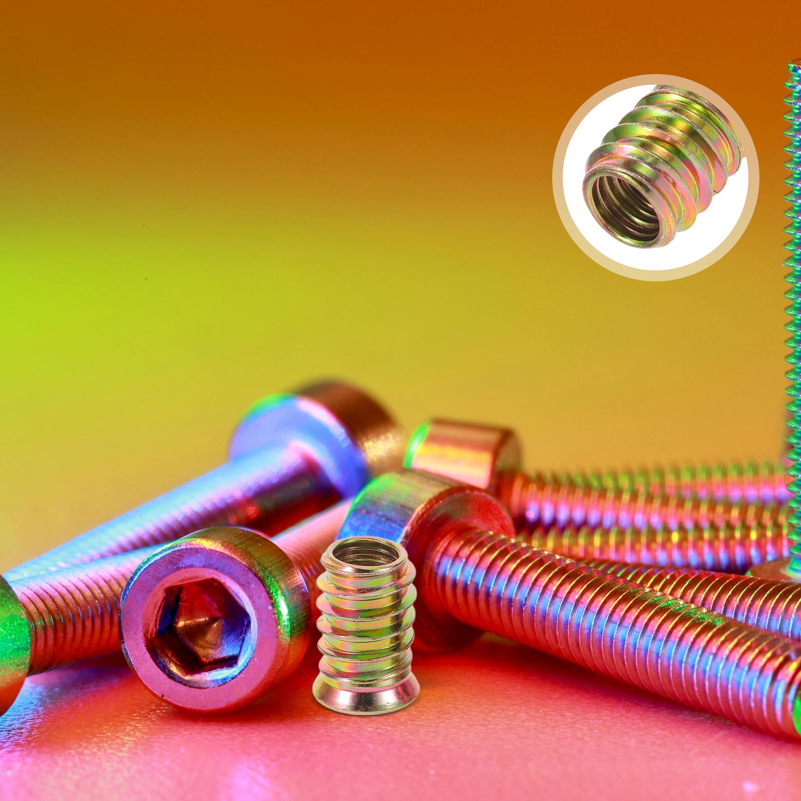 OUNONA 50Pcs Threaded Insert Nuts for Furniture Assembly with Zinc Plated Iron Construction