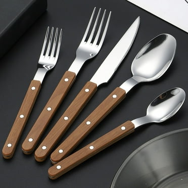5-Piece Stainless Steel Western Cutlery Set Steak Knife Fork Spoon Studded Clip Handle Dining Utensils Kitchen Flatware Tableware Silverware