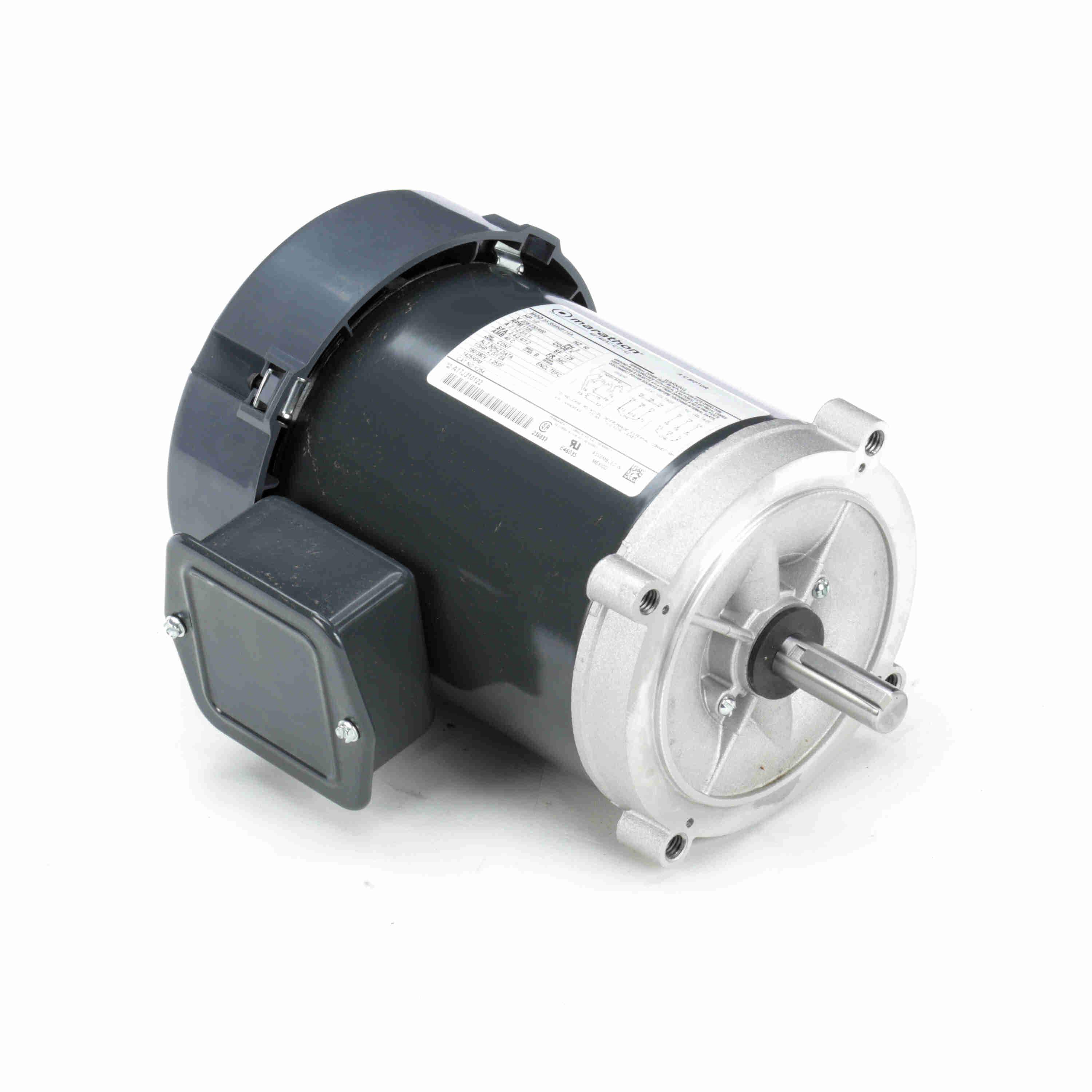 1/2 hp 1800 RPM 3-Phase  56C Frame TEFC (no base) 208-230/460V Marathon Motor # K254