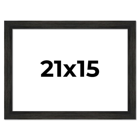 21x15 Distressed/Aged Black Wood Picture Frame - UV Acrylic, Foam Board Backing, & Hanging Hardware Included!
