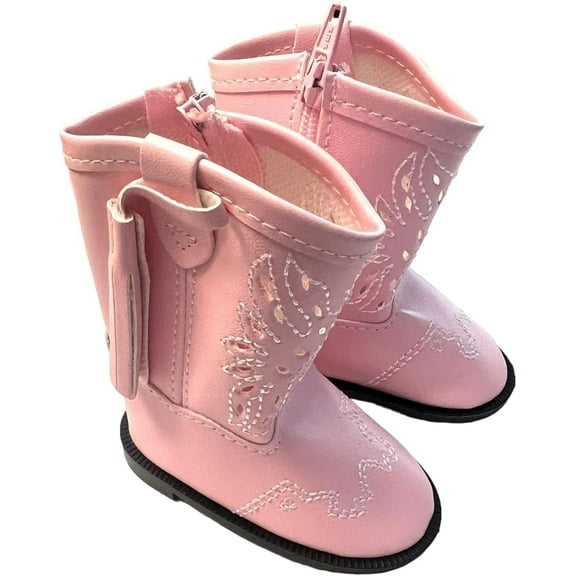 MBD Pink Western Boots with White Stitching Fits all 18 inch Dolls