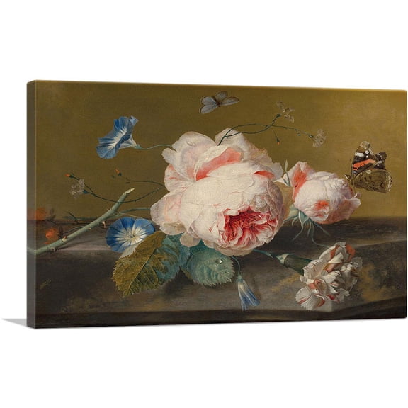 ARTCANVAS Flower Still Life Canvas Art Print by Jan Van Huysum - Size: 26" x 18" (0.75" Deep)