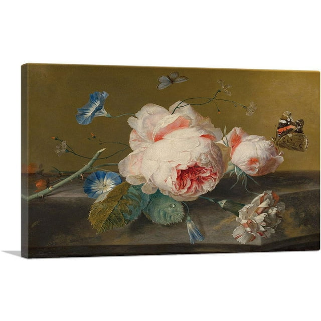 ARTCANVAS Flower Still Life Canvas Art Print by Jan Van Huysum - Size: 26" x 18" (1.50" Deep)