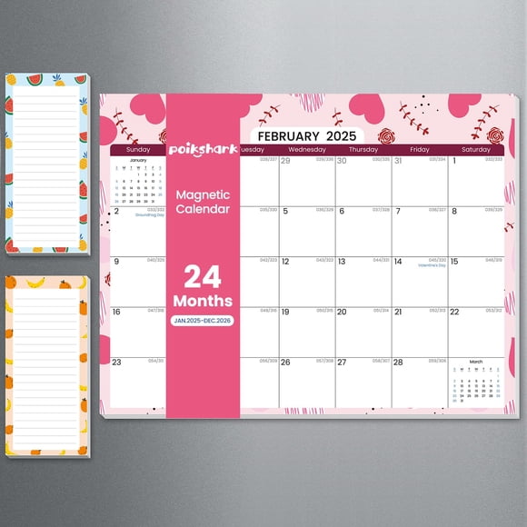 Calendario magnético POIKSHARK 2025-2026 para frigorífico