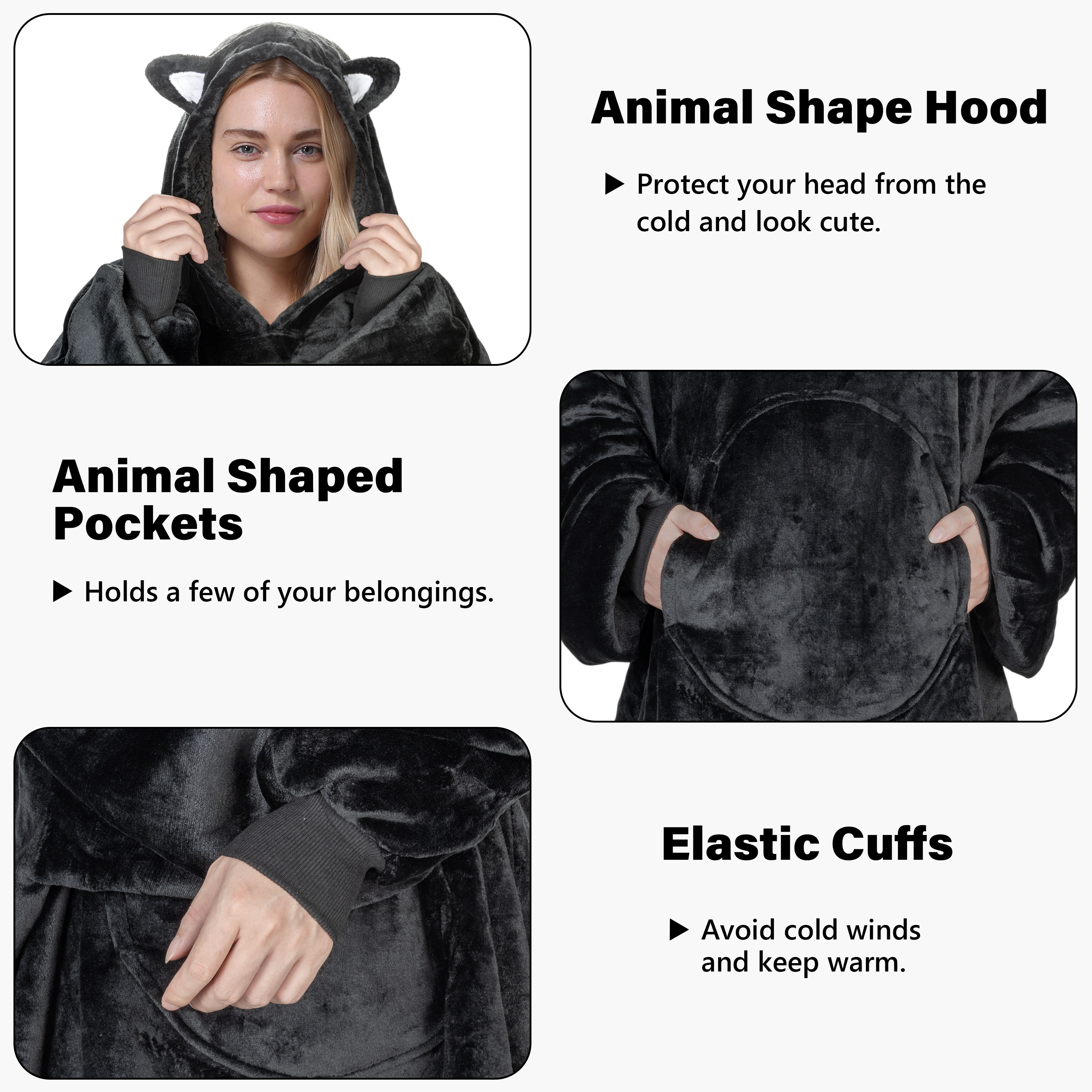 Catalonia Oversized Wearable Blanket Hoodie Sweatshirt, Comfortable Sherpa Lounging Pullover for Adults Men Women Teenagers Wife Girlfriend Gift