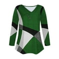 thumbnail image 4 of WREESH Womens Fashion T-Shirts V Neck Print Pullover Regular Fit 3/4 Length Sleeve Tops Summer Casual Tops Regular Gradient Blouse Tops Green, 4 of 5