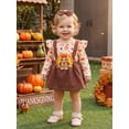 thumbnail image 3 of RUINIXCW Newborn Baby Girl Thanksgiving Outfit Turcky Romper Dress Infant Baby Girls Fall Winter Clothes Long Sleeve Bodysuit Dress Playsuit Headband, 3 of 8