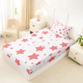 thumbnail image 2 of Manfei Lovely Stars Twin Fitted Sheet,Cute Cartoon Polka Dot Bedding,White Coral,2 Pieces, 2 of 4