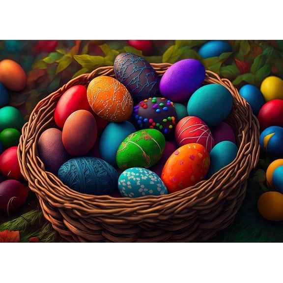 Jigsaw Puzzle for Adults, Patterned Easter Eggs Spring Festival Design, 1000 Piece Premium Puzzle, Letter-Sorted Back and Dust-Free for Seasonal Home Decoration